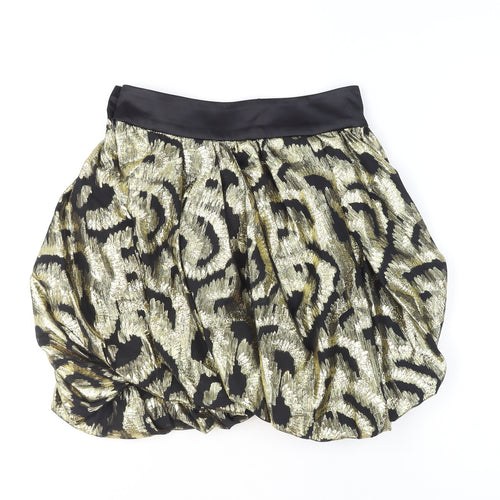 Zara Women’s Gold Animal Print Bubble Hem Skirt Size 8