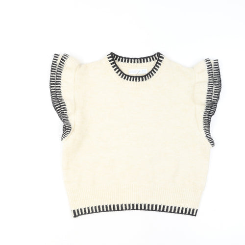 Primark Women’s Ivory Ruffle Sleeve Knit Jumper Size S
