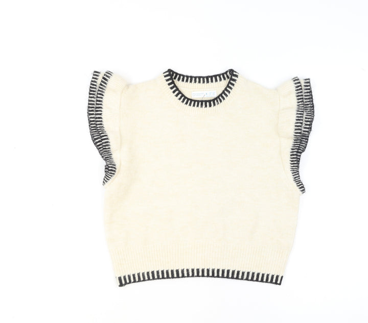 Primark Women’s Ivory Ruffle Sleeve Knit Jumper Size S