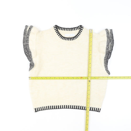 Primark Women’s Ivory Ruffle Sleeve Knit Jumper Size S