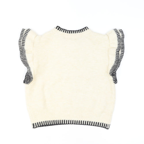 Primark Women’s Ivory Ruffle Sleeve Knit Jumper Size S