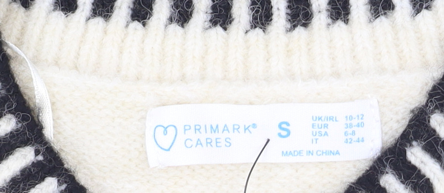 Primark Women’s Ivory Ruffle Sleeve Knit Jumper Size S