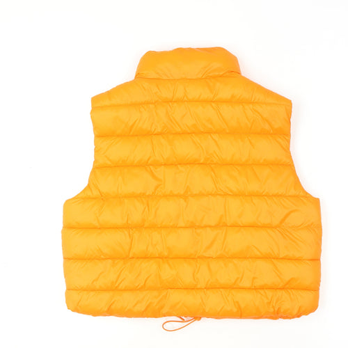 Primark Womens Orange Puffer Waistcoat L Lightweight Quilted Zip Vest