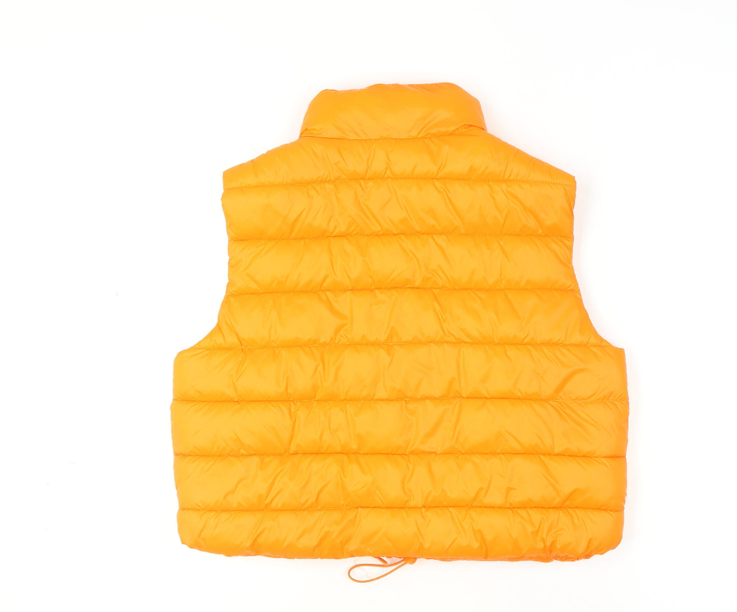 Primark Womens Orange Puffer Waistcoat L Lightweight Quilted Zip Vest