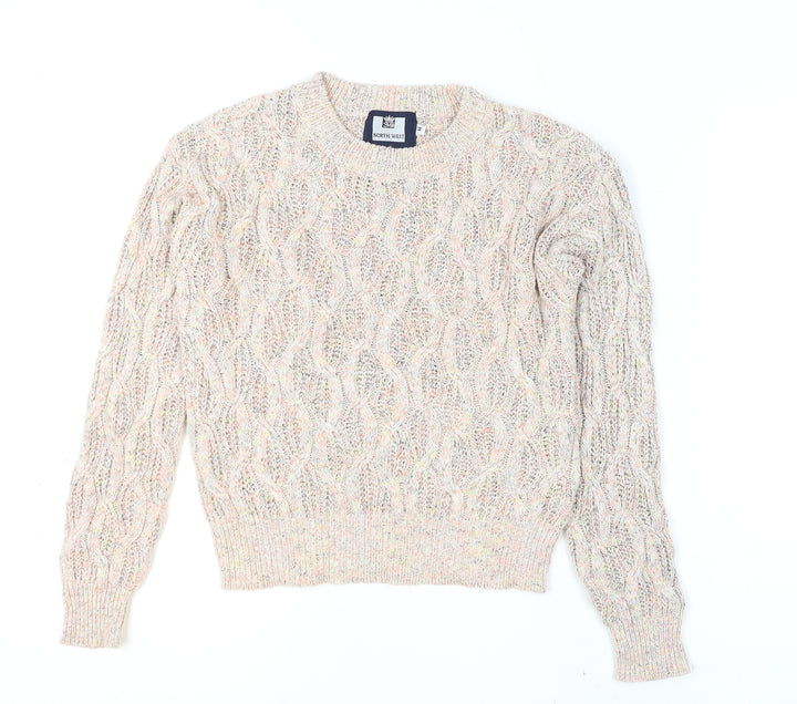 North West Womens Beige Cable Knit Pullover Jumper M