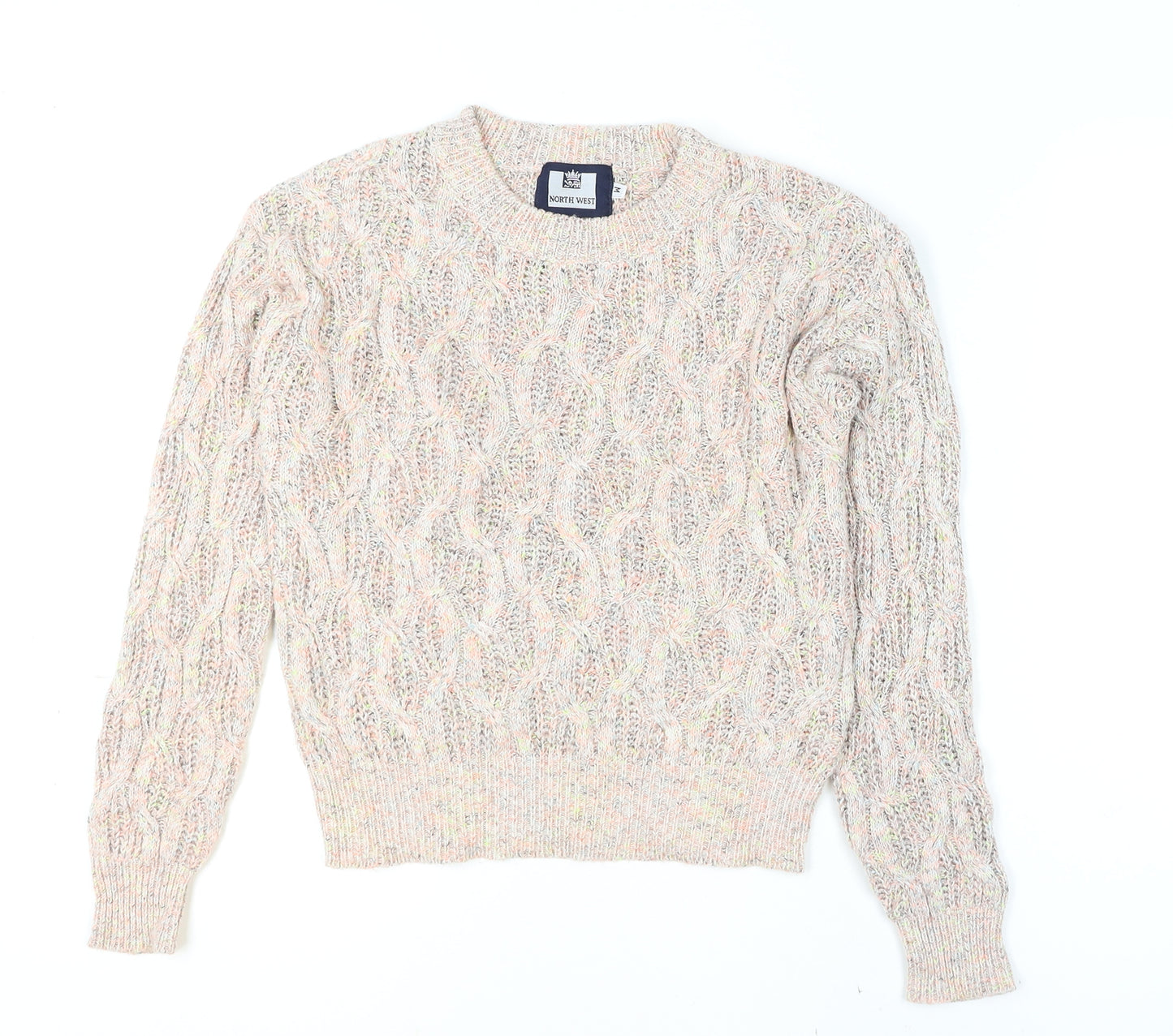North West Womens Beige Cable Knit Pullover Jumper M