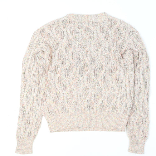 North West Womens Beige Cable Knit Pullover Jumper M