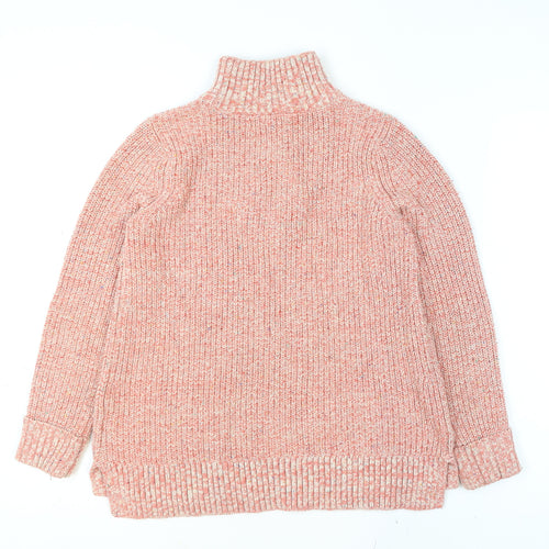 Lands' End Men's Pink Chunky Half Zip Cotton Blend Jumper Size S