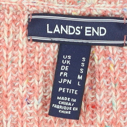 Lands' End Men's Pink Chunky Half Zip Cotton Blend Jumper Size S