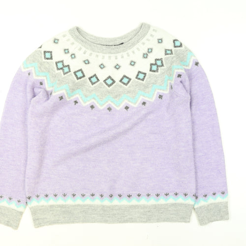 Bonmarché Women’s Purple Fair Isle Crew Neck Jumper Size 14