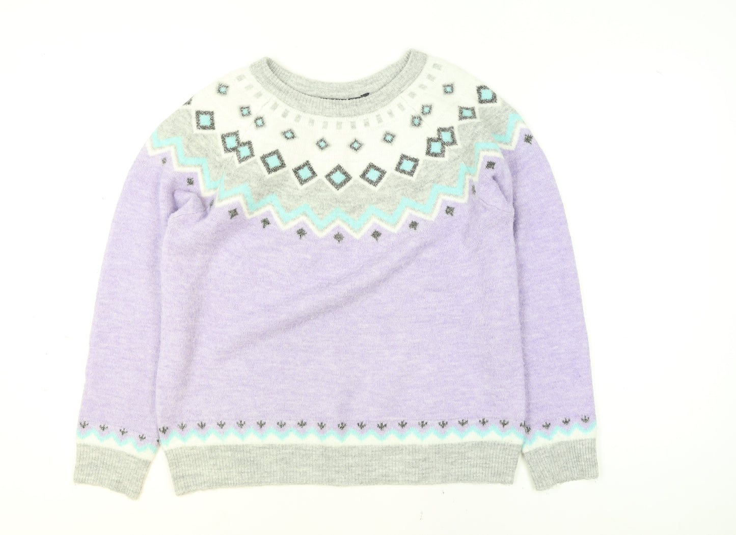 Bonmarché Women’s Purple Fair Isle Crew Neck Jumper Size 14