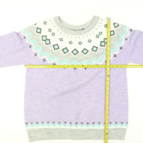 Bonmarché Women’s Purple Fair Isle Crew Neck Jumper Size 14