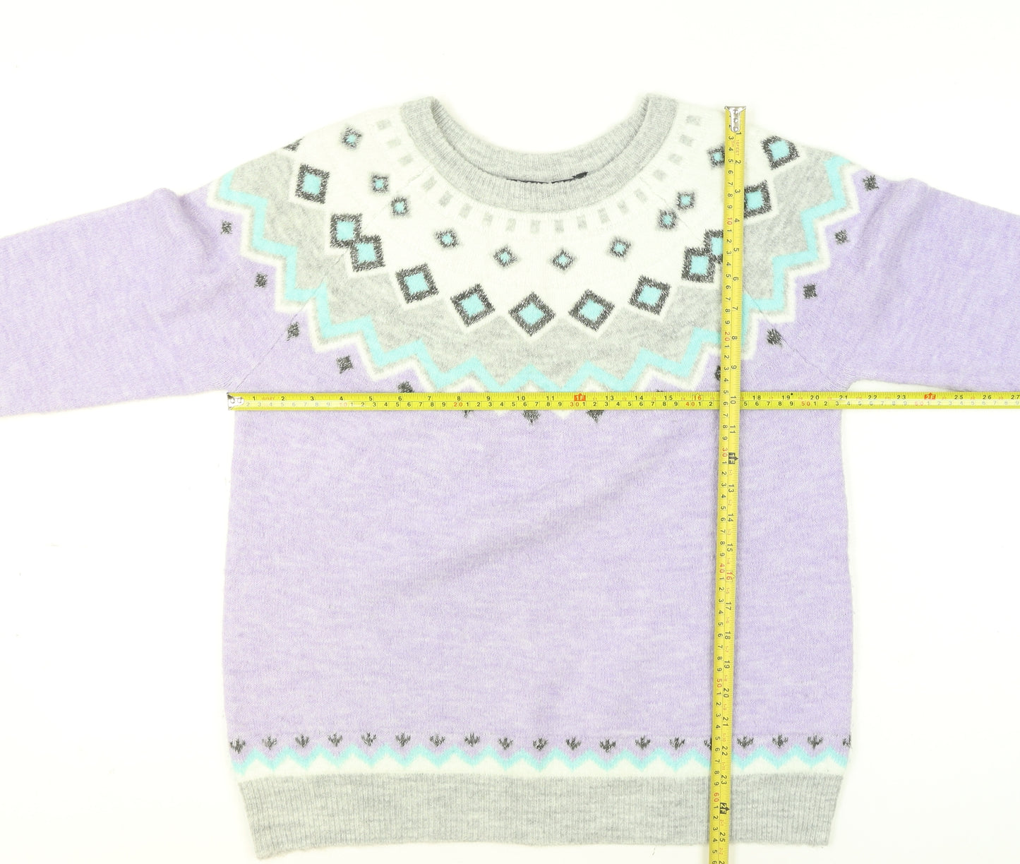 Bonmarché Women’s Purple Fair Isle Crew Neck Jumper Size 14