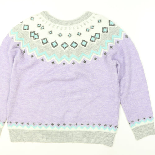 Bonmarché Women’s Purple Fair Isle Crew Neck Jumper Size 14