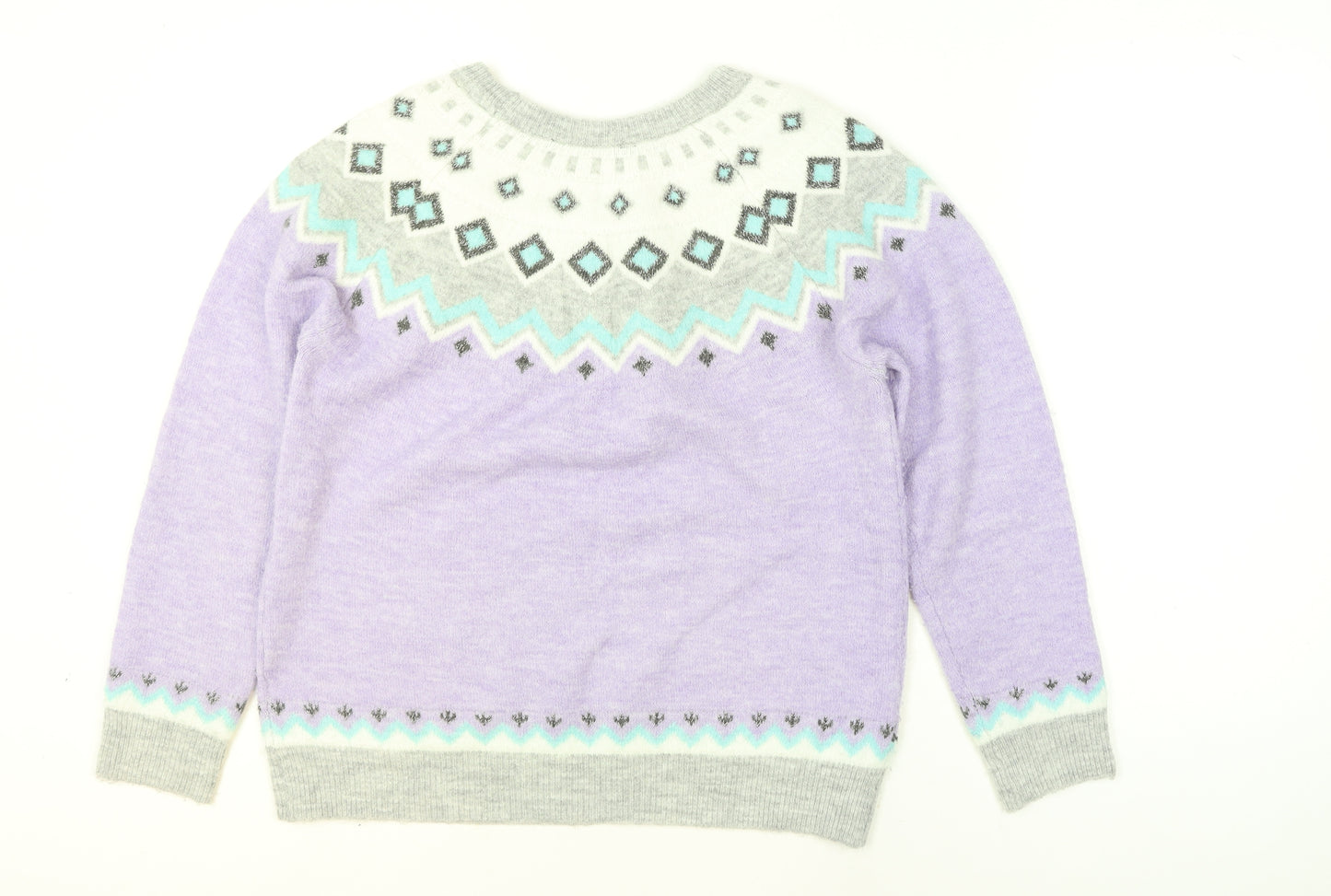 Bonmarché Women’s Purple Fair Isle Crew Neck Jumper Size 14