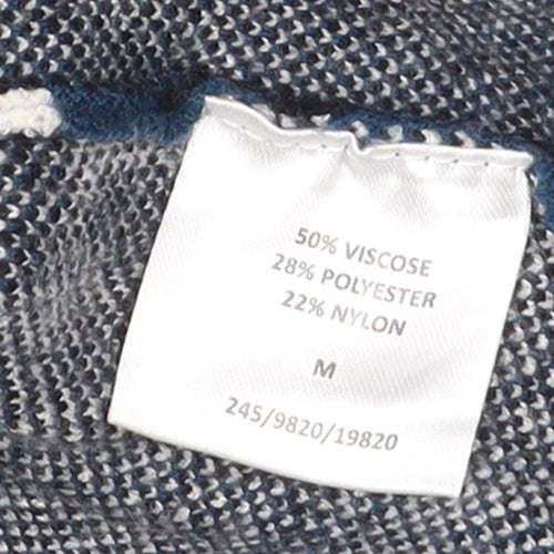 Bassini Women Blue Geometric Knit Pullover Jumper M