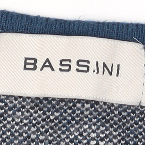 Bassini Women Blue Geometric Knit Pullover Jumper M