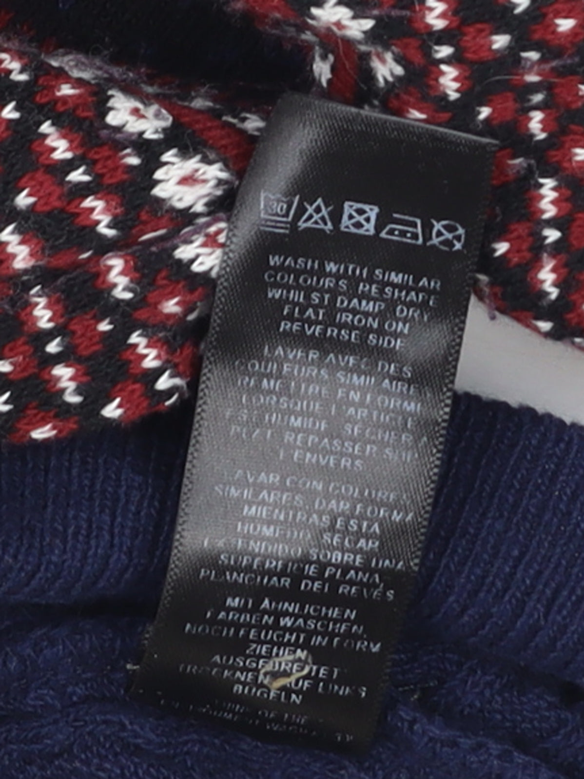 ASOS Men’s Blue Fair Isle Roll Neck 2XL Winter Knit Jumper