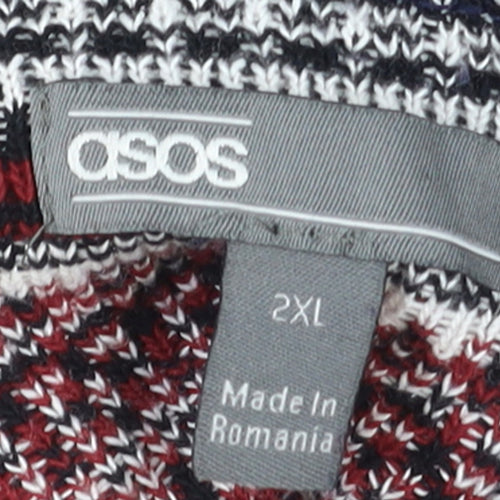 ASOS Men’s Blue Fair Isle Roll Neck 2XL Winter Knit Jumper