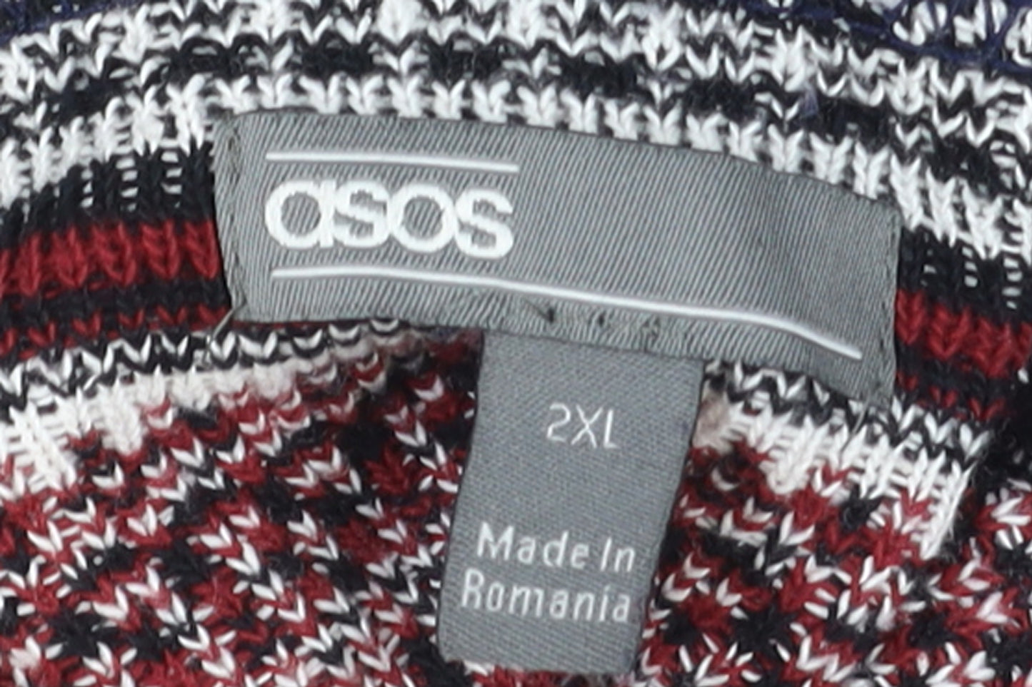 ASOS Men’s Blue Fair Isle Roll Neck 2XL Winter Knit Jumper