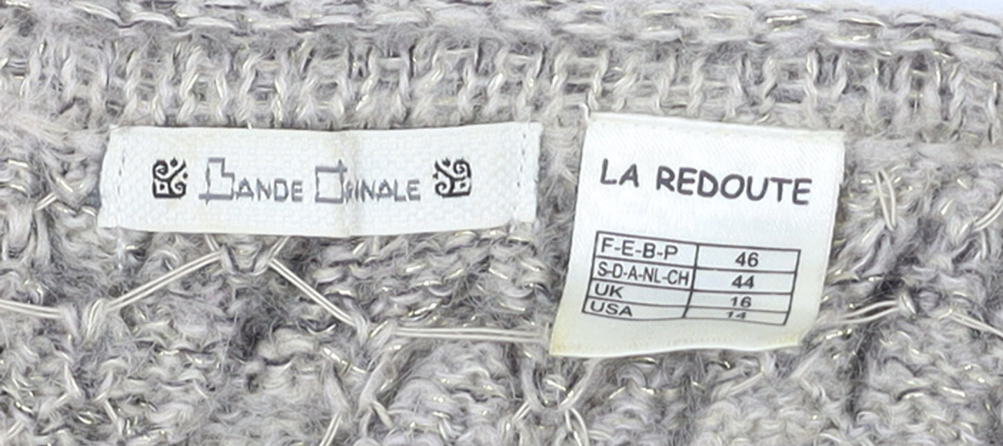 Bande Originale Women’s Grey Wool Blend Open Knit Cardigan Size 16