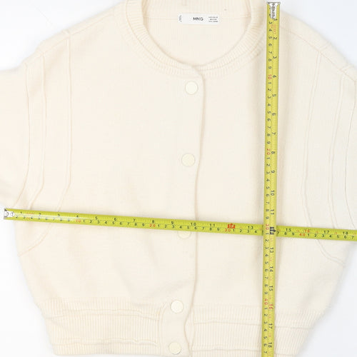MNG Women's Ivory Crew Neck Cardigan XS