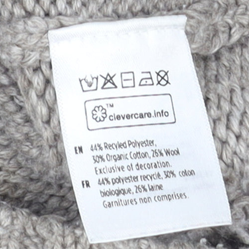 10 Mens Grey Fair Isle Wool Blend Crew Neck Pullover Jumper XS