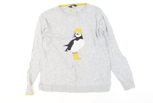 Joules Women’s Grey Puffin Knit Pullover Jumper Size 10