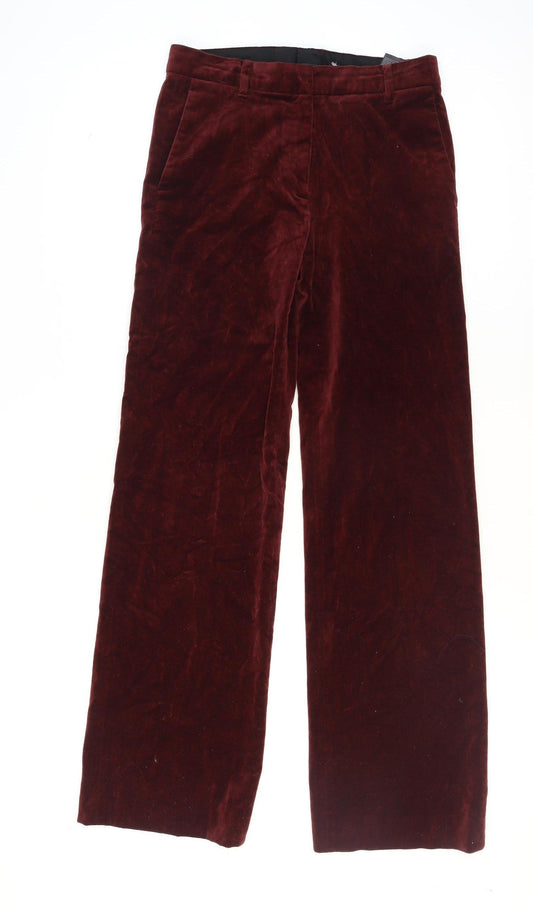Jigsaw Womens Red Velvet Wide-Leg Trousers UK 6