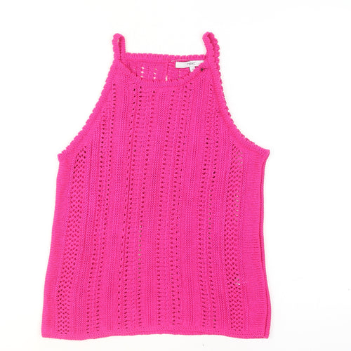 Next Women’s Pink Halter Knit Tank Top Size 14 Acrylic Summer