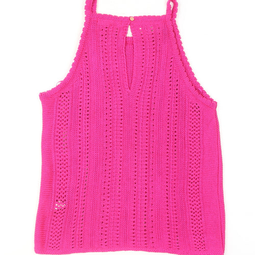 Next Women’s Pink Halter Knit Tank Top Size 14 Acrylic Summer