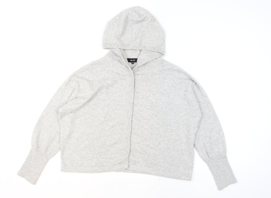 ME+EM Women Grey 100% Cashmere Hooded Cardigan M Relaxed Fit
