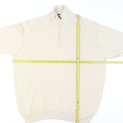 Barbour Men's Beige 2XL Cotton Half Zip Jumper