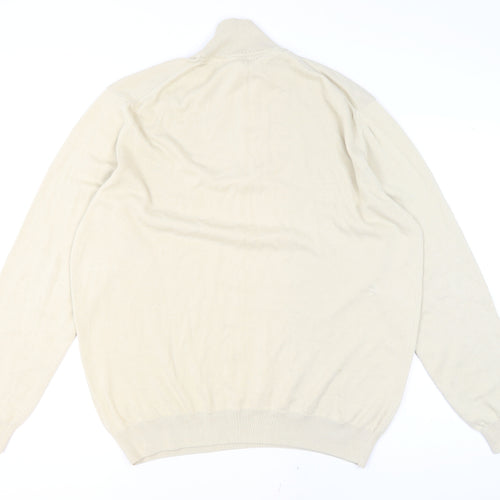 Barbour Men's Beige 2XL Cotton Half Zip Jumper