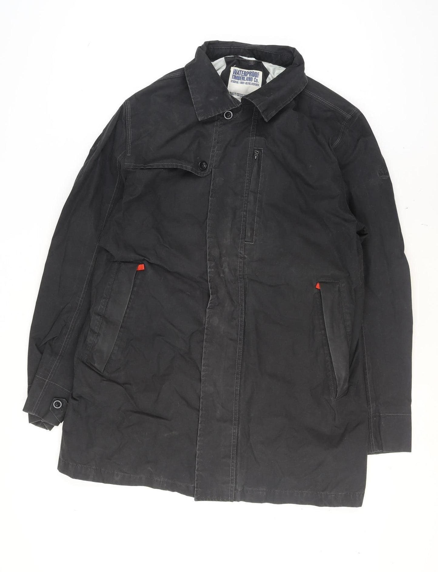 Timberland Men's Black Waterproof Cotton Nylon Overcoat Size L