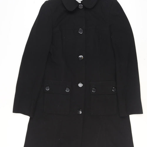 Warehouse Women’s Black Long Button Up Overcoat Size 12