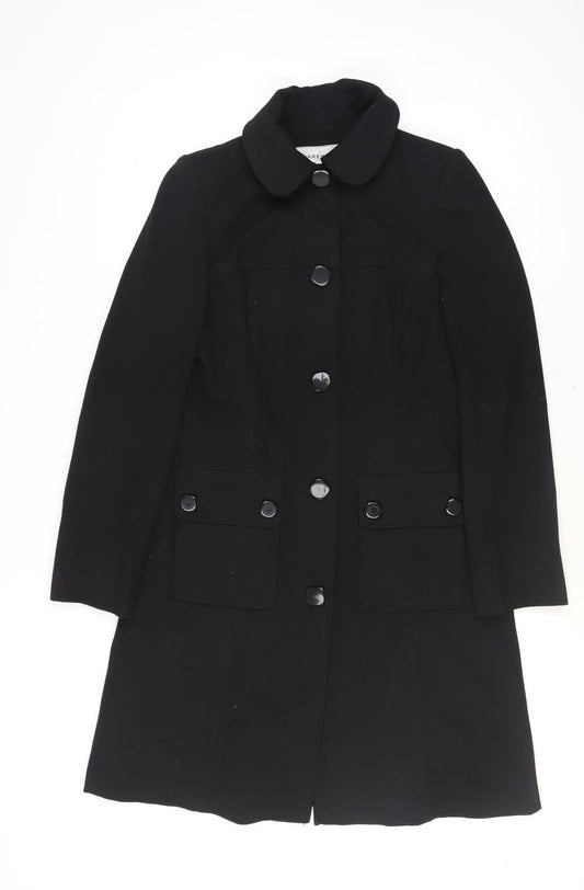 Warehouse Women’s Black Long Button Up Overcoat Size 12