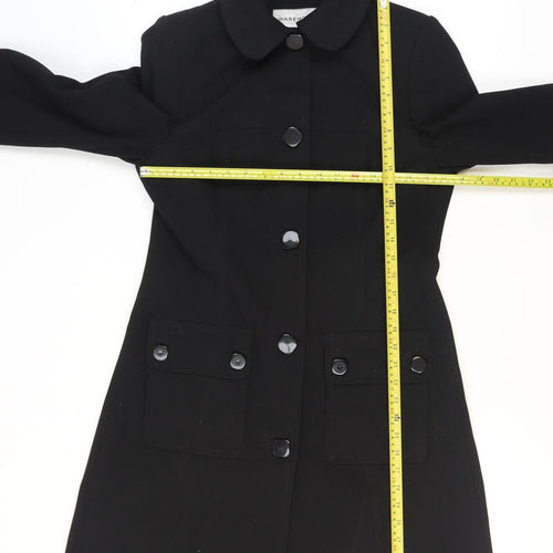 Warehouse Women’s Black Long Button Up Overcoat Size 12