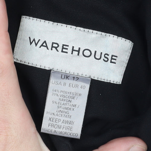 Warehouse Women’s Black Long Button Up Overcoat Size 12