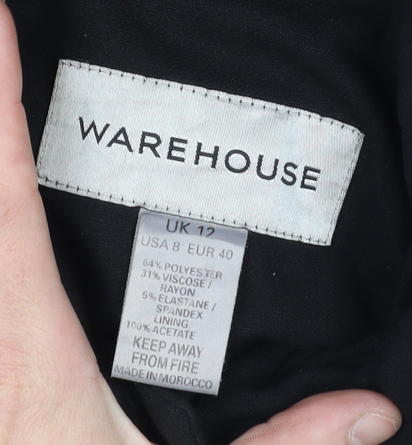 Warehouse Women’s Black Long Button Up Overcoat Size 12