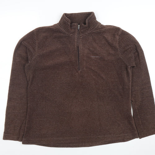 Craghoppers Men's Brown Striped Fleece 1/4 Zip Pullover Sweatshirt L