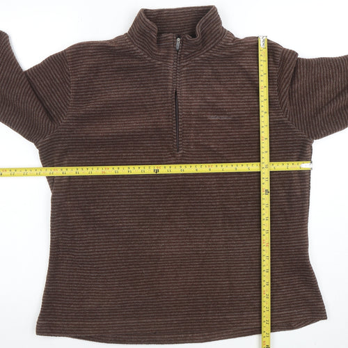 Craghoppers Men's Brown Striped Fleece 1/4 Zip Pullover Sweatshirt L