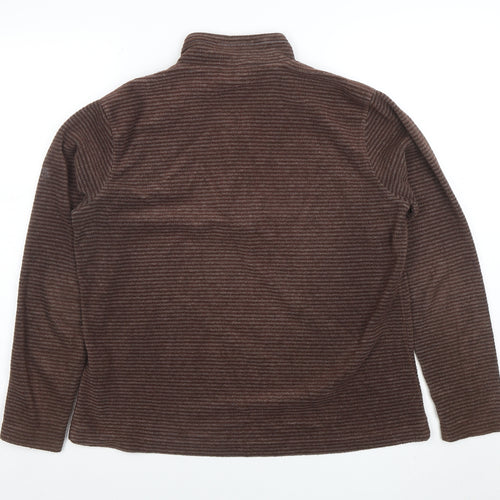 Craghoppers Men's Brown Striped Fleece 1/4 Zip Pullover Sweatshirt L