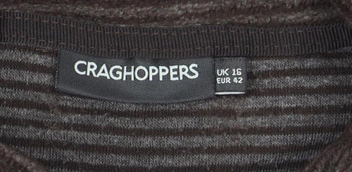 Craghoppers Men's Brown Striped Fleece 1/4 Zip Pullover Sweatshirt L