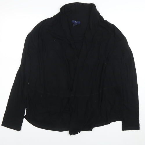 Gap Womens Black Cotton Jersey Wrap Blouse Size M Long Sleeve Top