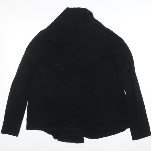 Gap Womens Black Cotton Jersey Wrap Blouse Size M Long Sleeve Top