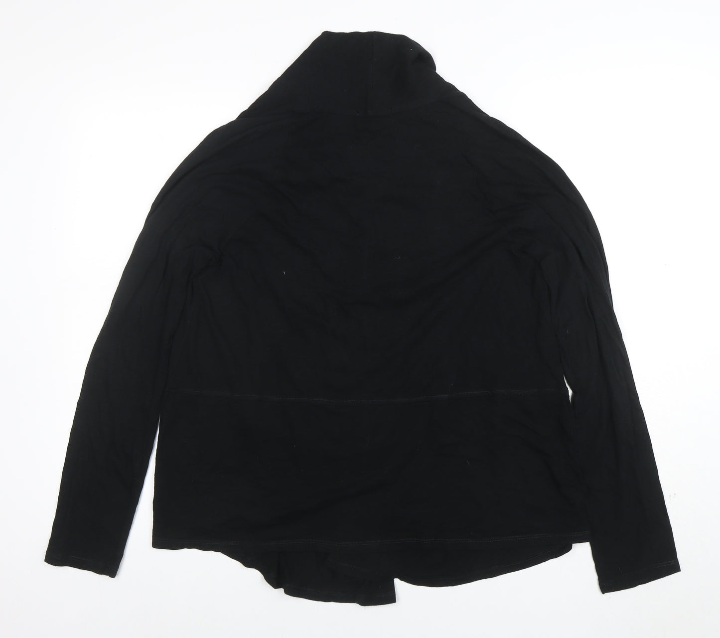 Gap Womens Black Cotton Jersey Wrap Blouse Size M Long Sleeve Top