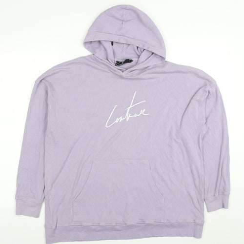 Couture Mens Purple Pullover Hoodie S Logo Cotton Blend