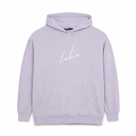 Front view of Couture men’s purple pullover hoodie s logo cotton blend