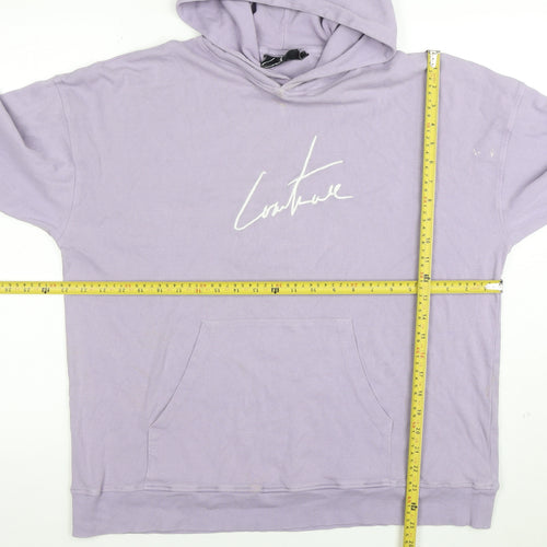 Couture Mens Purple Pullover Hoodie S Logo Cotton Blend